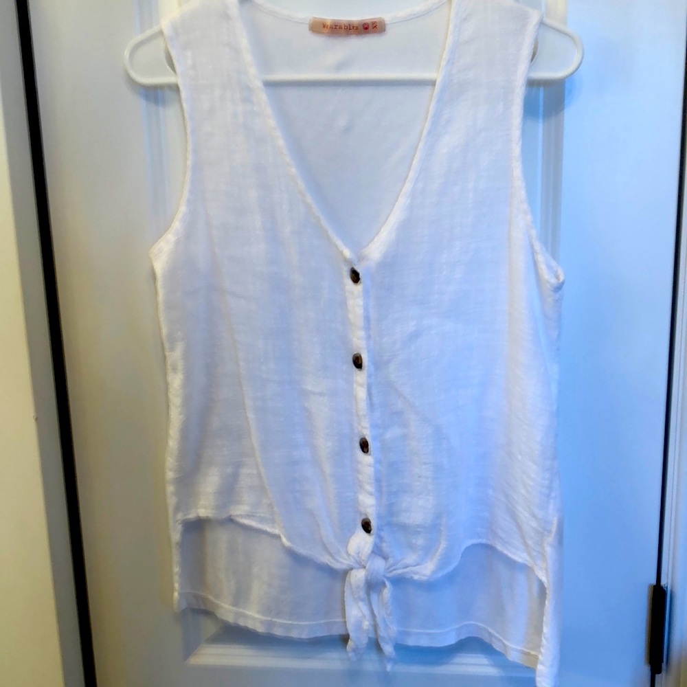 Linen & cotton button tank